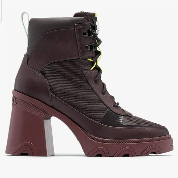 NWOT Sorel Brex Heel Lace Up Waterproof Rain Chunky Boot in New Cinder Sz. 8 - Picture 2 of 13